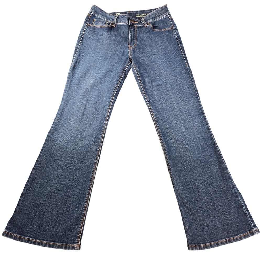 Liz Claiborne Women's Stretch Tech Bootcut Jeans Medium Wash Blue Size 6 Short